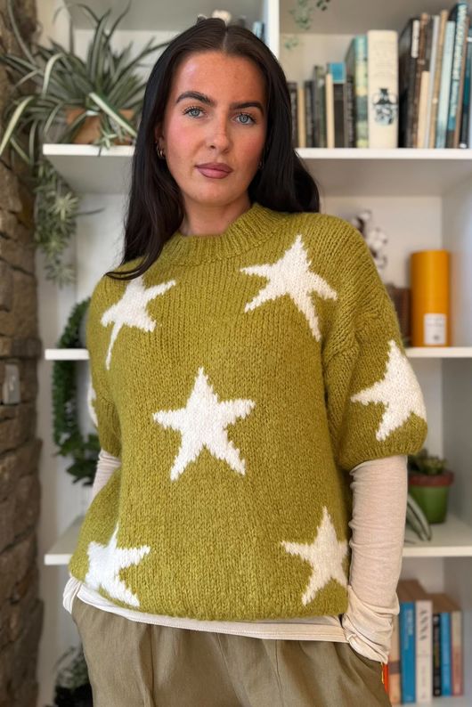 Big Softie Star Short Sleeve Knit Olive